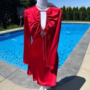 NWT Gianni Bini Raini Red Satin Size 6 Tie Front Dress
